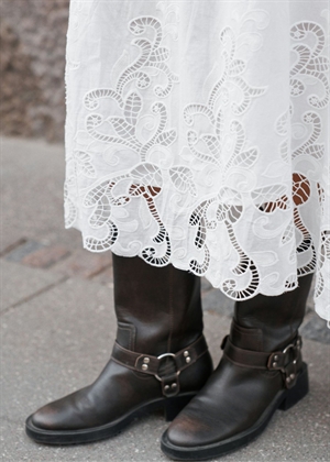 Yara long Emb skirt White Neo Noir 
